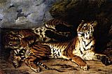 A Young Tiger Playing with its Mother by Eugene Delacroix